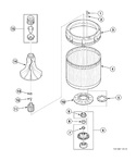 Diagram for Agitator, Fabric Softener Dispenser, Drive Bell, Hub and lip seal kit and washtub (drawing 1 Of 2)